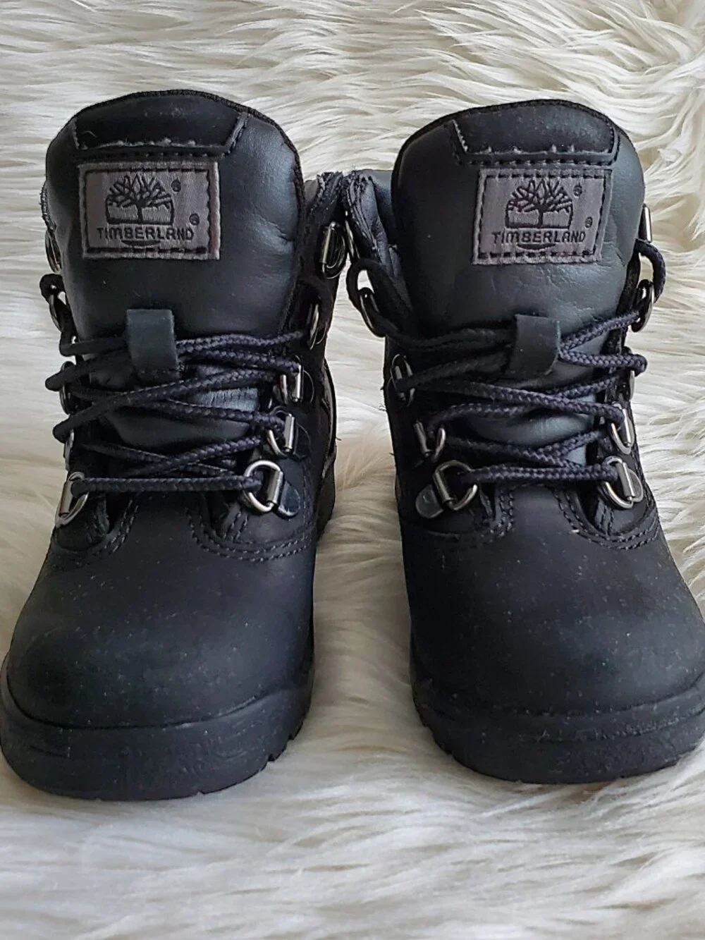Timberland Black Premium Leather Toddler Waterproof Cushioned Field Boot SZ 9